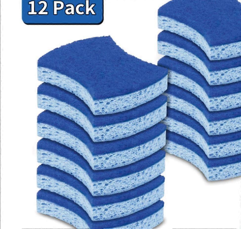 Anti-Scratch Cellulose Scrubbing Sponge, Double Sided Dishwashing Sponge for Kitchen, 12 Pack