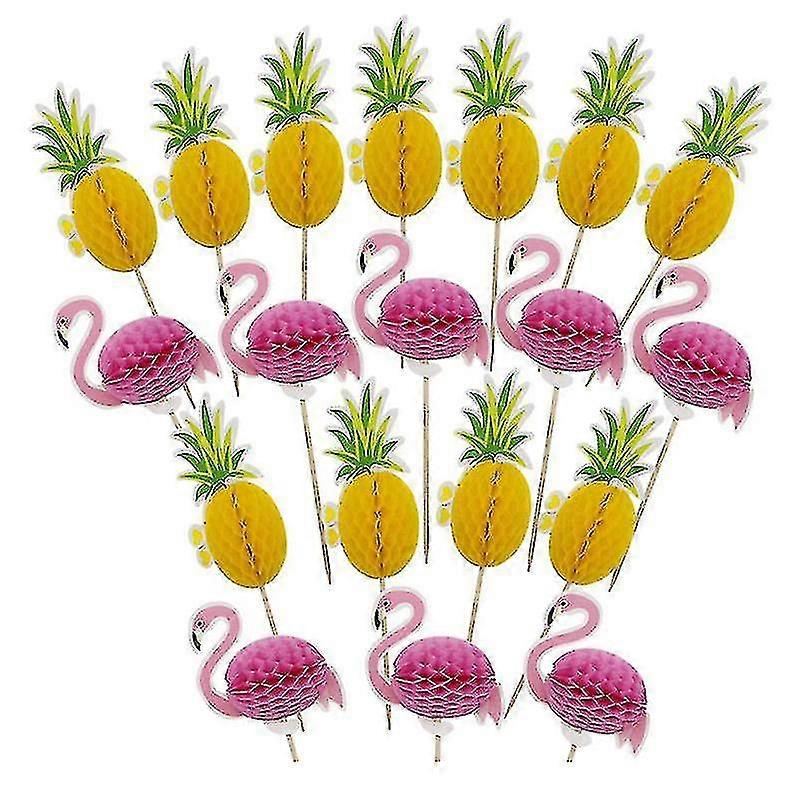 19pcs ラブリーフラミンゴトッパー クリエイティブパイナップルトッパーズ ハワイテーマトッパー
