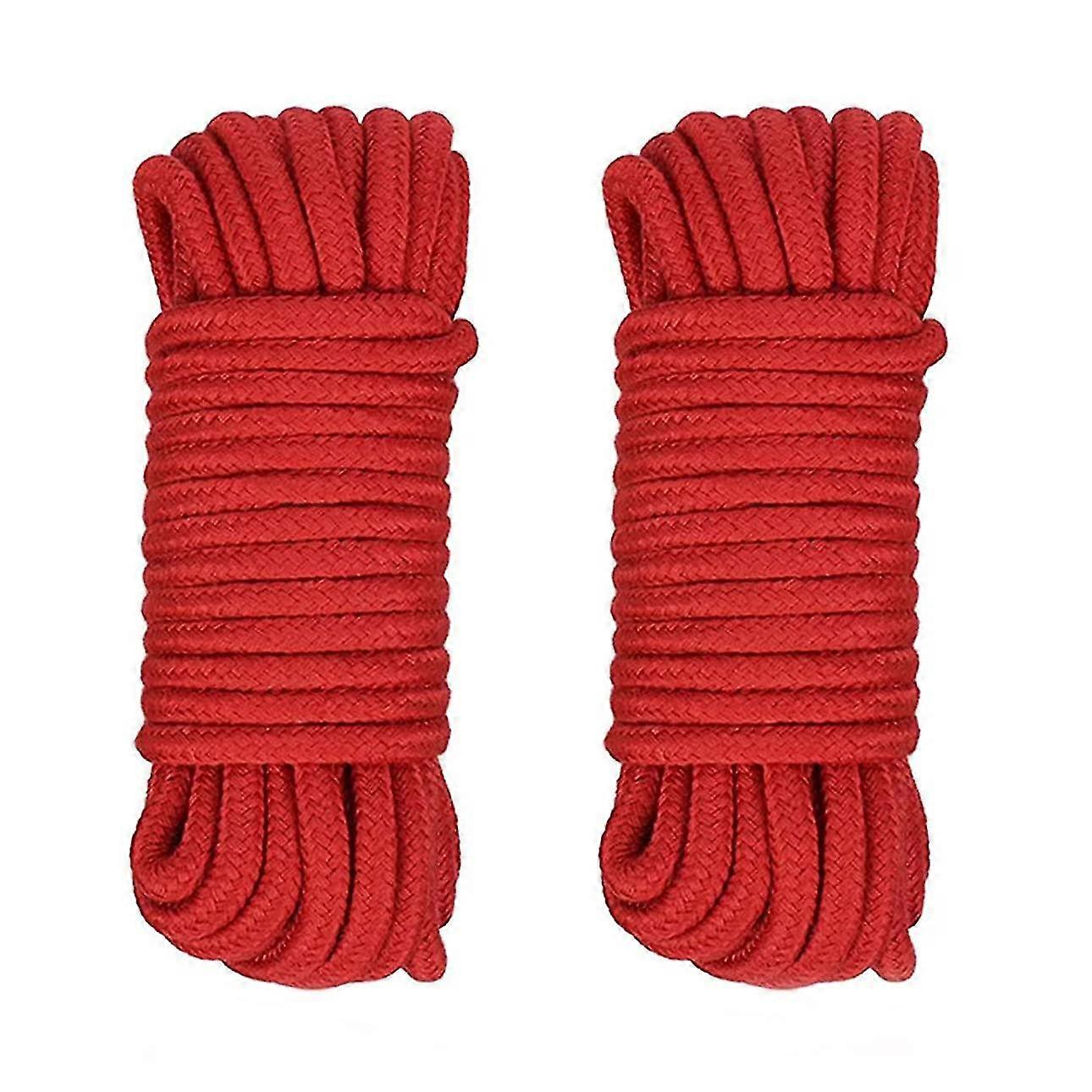 2pcs 10m Soft Bomuld Reb, Multipurpose Long Rope Tyk Utility flettet ledning til Camping Havearbejde Crafting Crafting