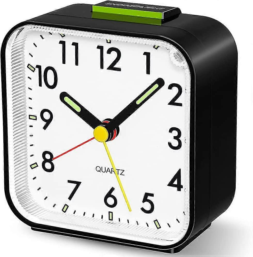Silent Desk Clock, Battery Alarm Clock with Nightlight Luminous Hands