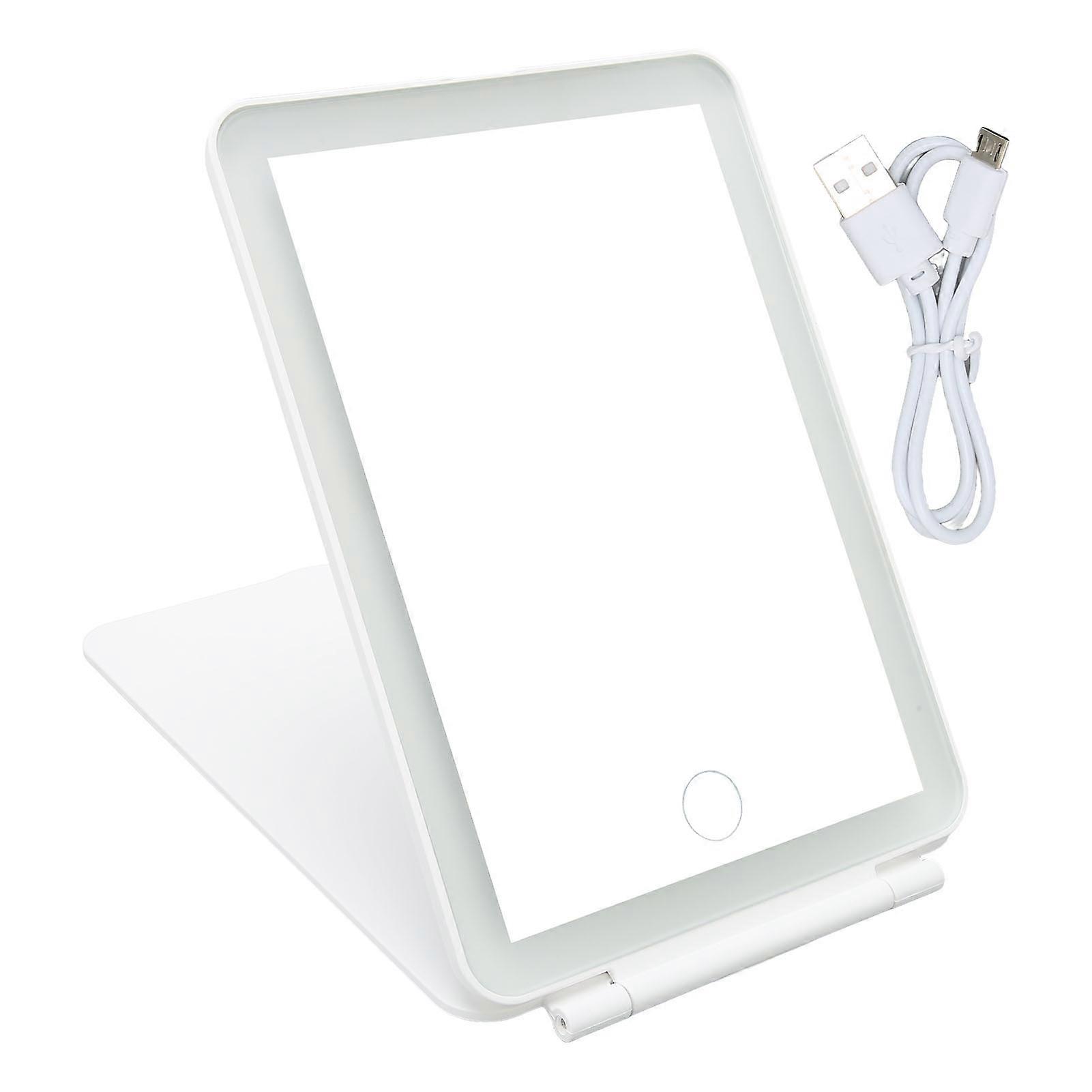 LED Rechargeable Travel Vanity Mirror Folding Portable Lighted Makeup Beauty Mirror with Dimmable Touch Screen