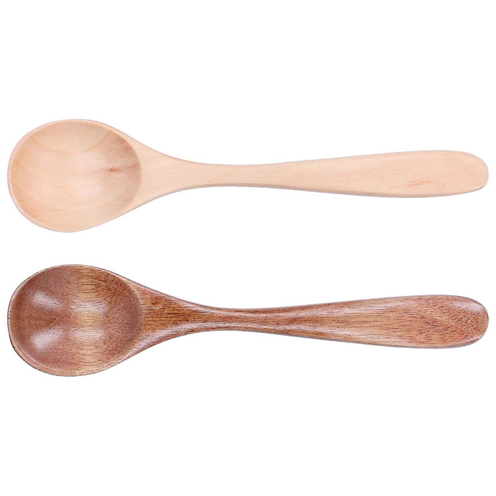 Curved Handle Small Mixing Scoop Wooden Spoon Set (2Pcs)