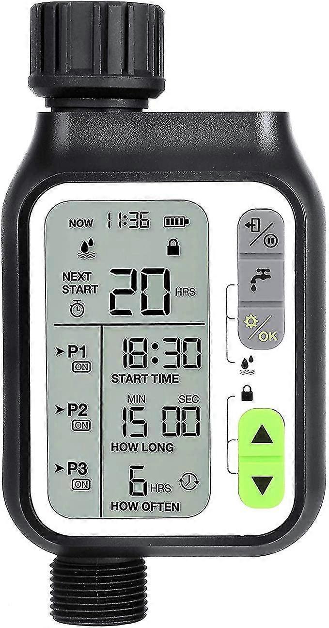 water timer,automatic watering timer with 3 separate irrigation systems/automatic rain sensor/child lock mode