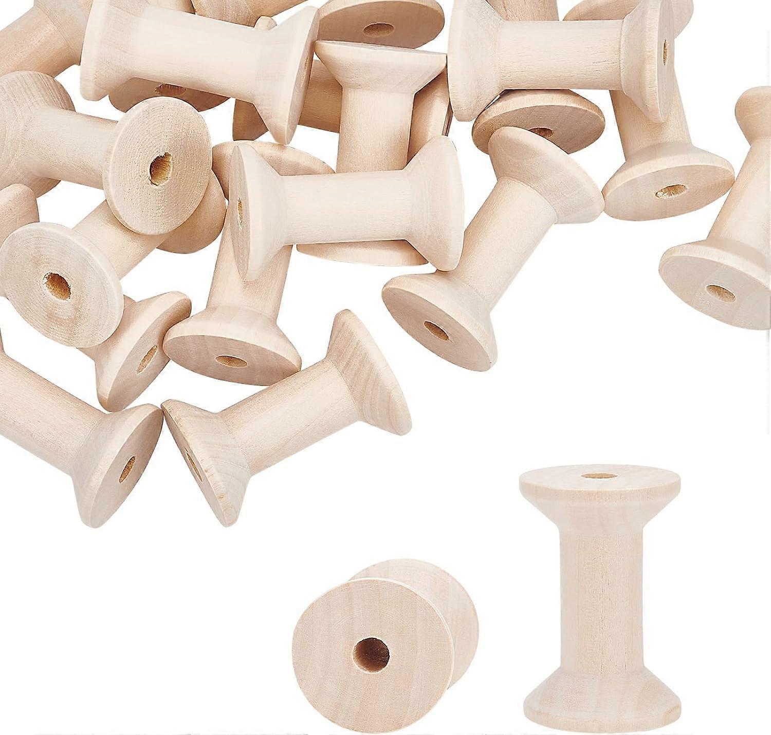 20PCS Wooden Empty Spool Empty Thread Spools 1.2 x 2 Natural Wire Weaving Bobbins Blanched Almond for Embroidery and Sewing Machines