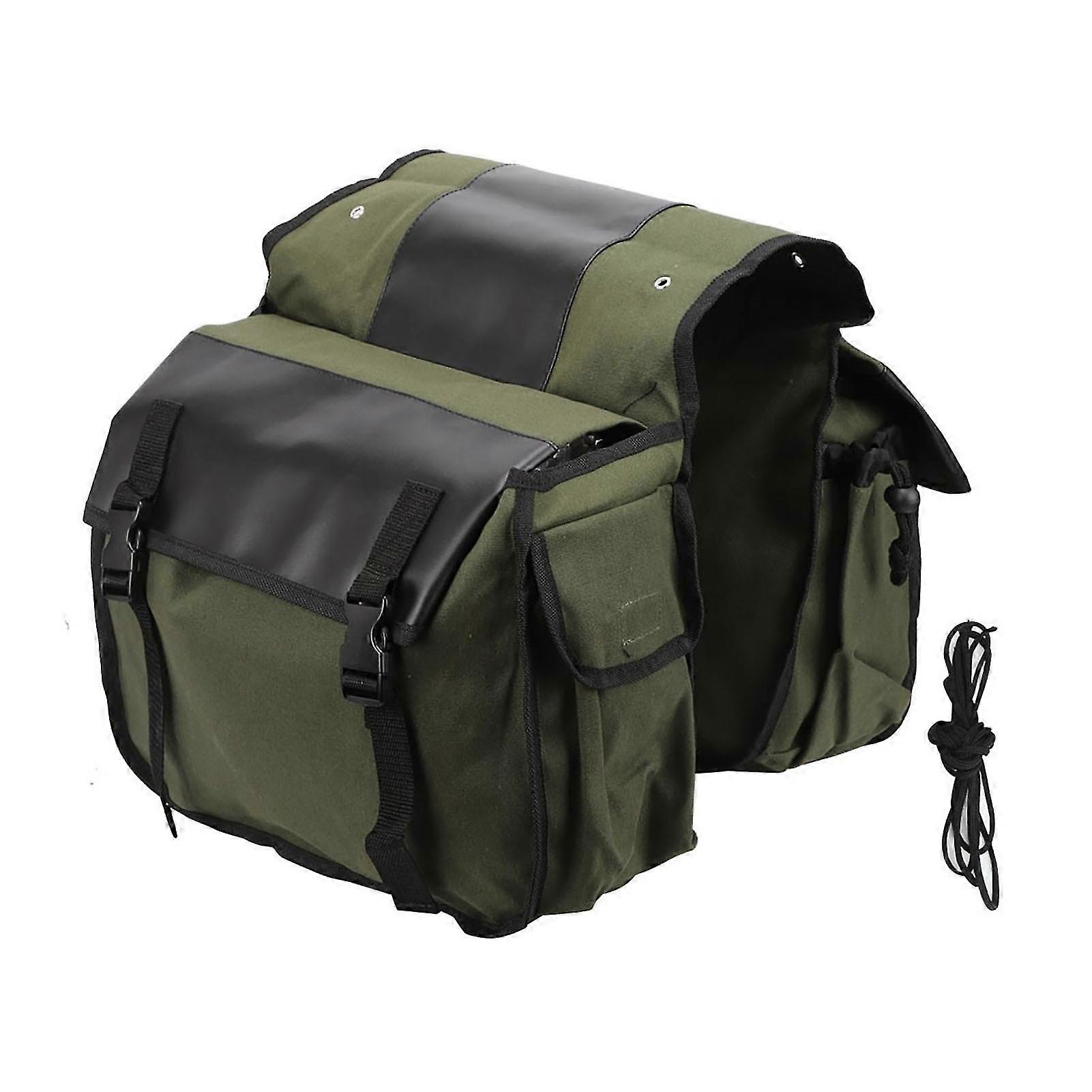 Canvas Cycling Saddle Bags - Large Capacity Side Bags for Bike Commuting with Rear Rack Carrier