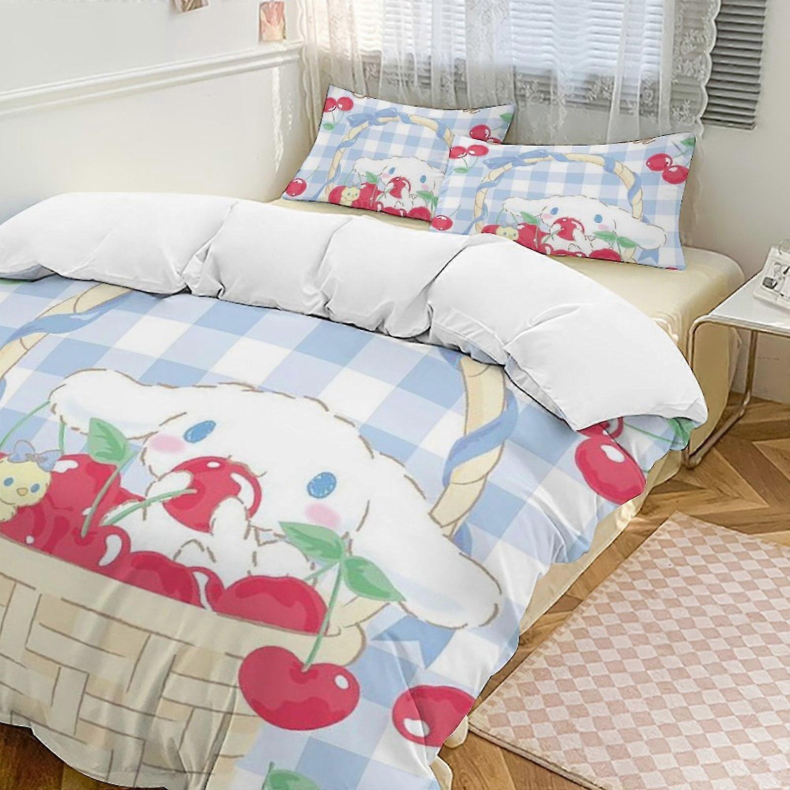Cinnamoroll -Piece Twin Bed Set - Includes  Single Comforter And  Pillowcases Bedding - Fade Resistant Microfiber - Cinnamoroll