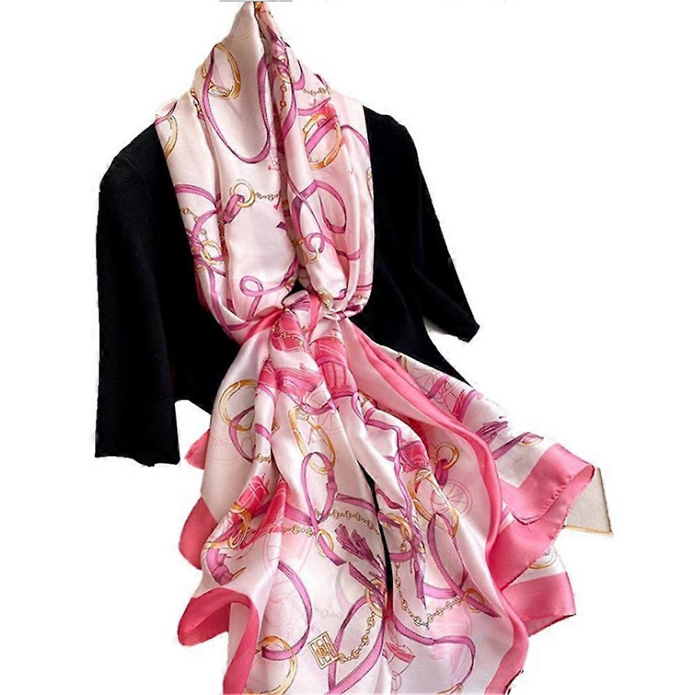 Sun Proof Scarf Long Pink Pattern Shawl Wrap for Lady