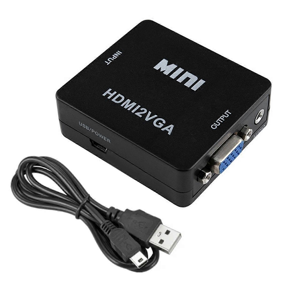 1080P -Kompatibel mit VGA-Adapterkonverter für PC-Laptop-TV-Box-Computer-Display-Projektor Schwarz