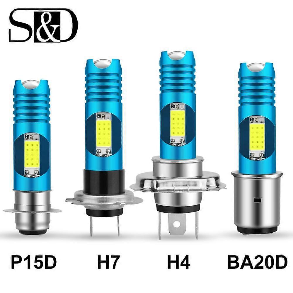 1pc Super Bright Motorcycle Headlight H7 P15D H6 BA20D LED H4 LED COB RGB Changable Lamps 80W 12V 24V Motorbike Accessories