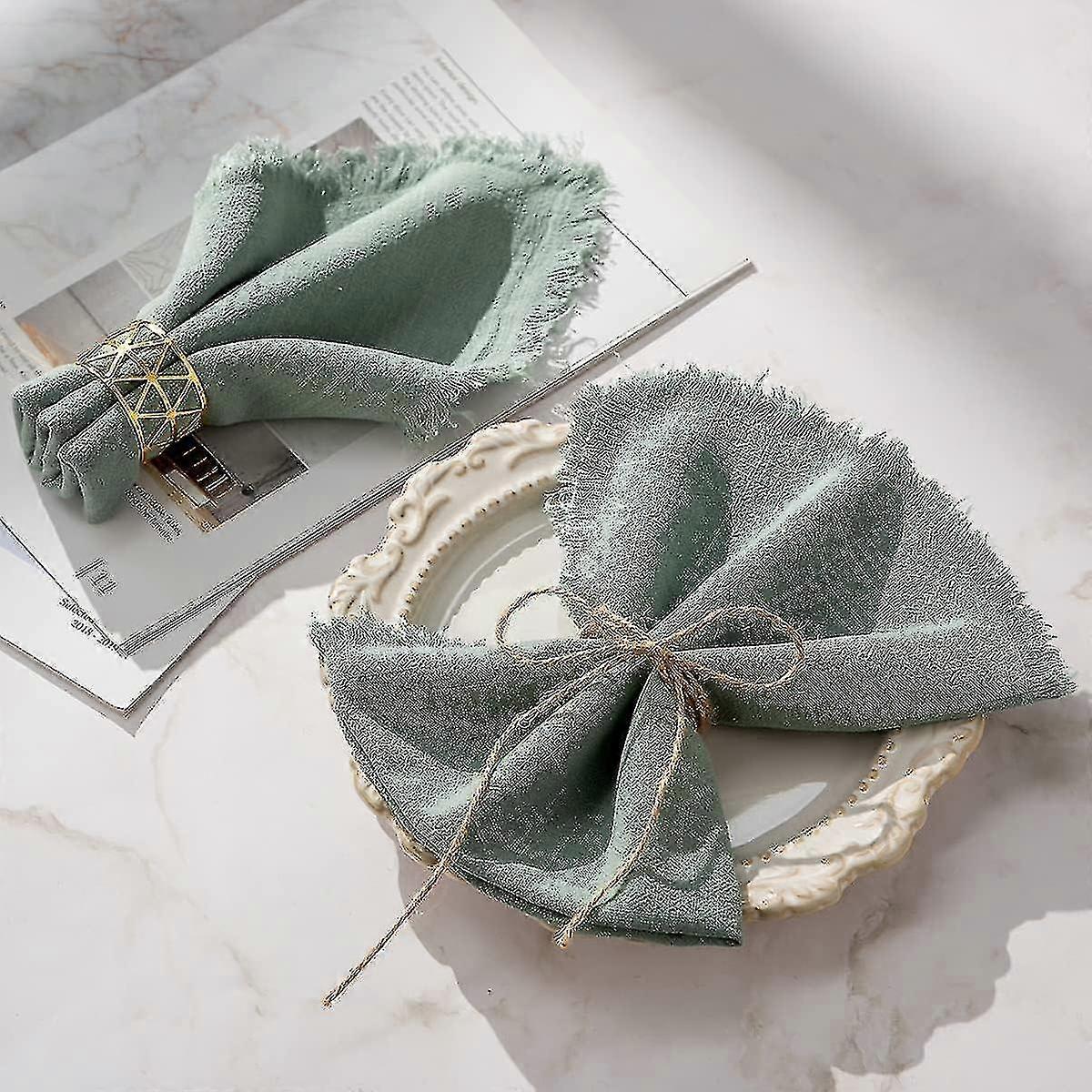 סט 4 מפיות בד, 45X45 ס"מ, ירוק בהיר, מפיות עם שוליים, ירוק מרווה