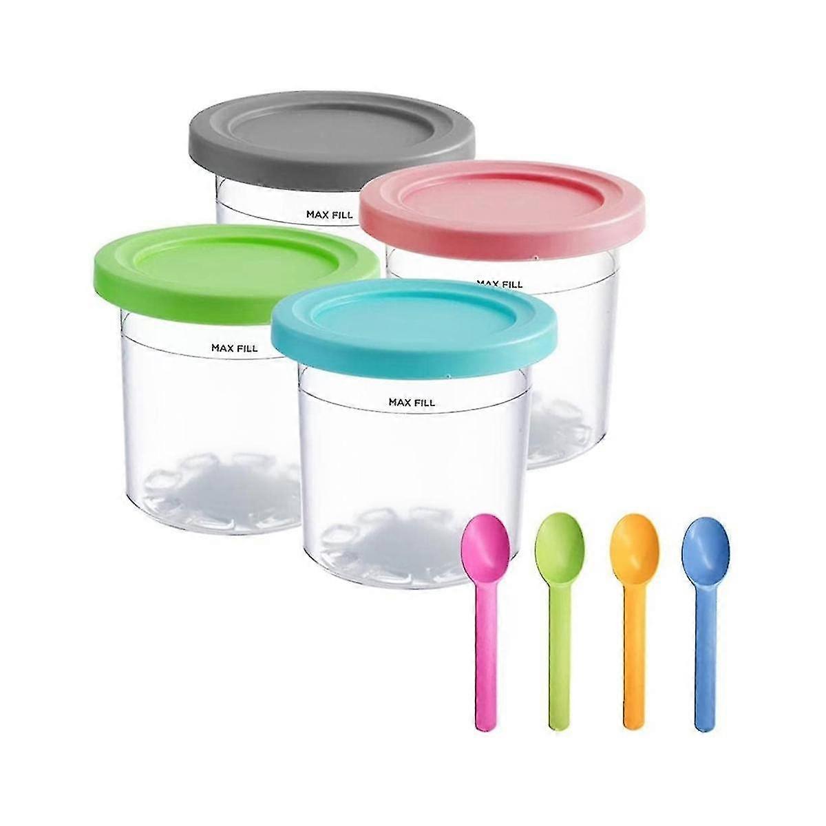 4pcs Ice Cream Pints Cup For Ninja For Nc299am C300s Series Reusable Can Store Ice Cream Gelato