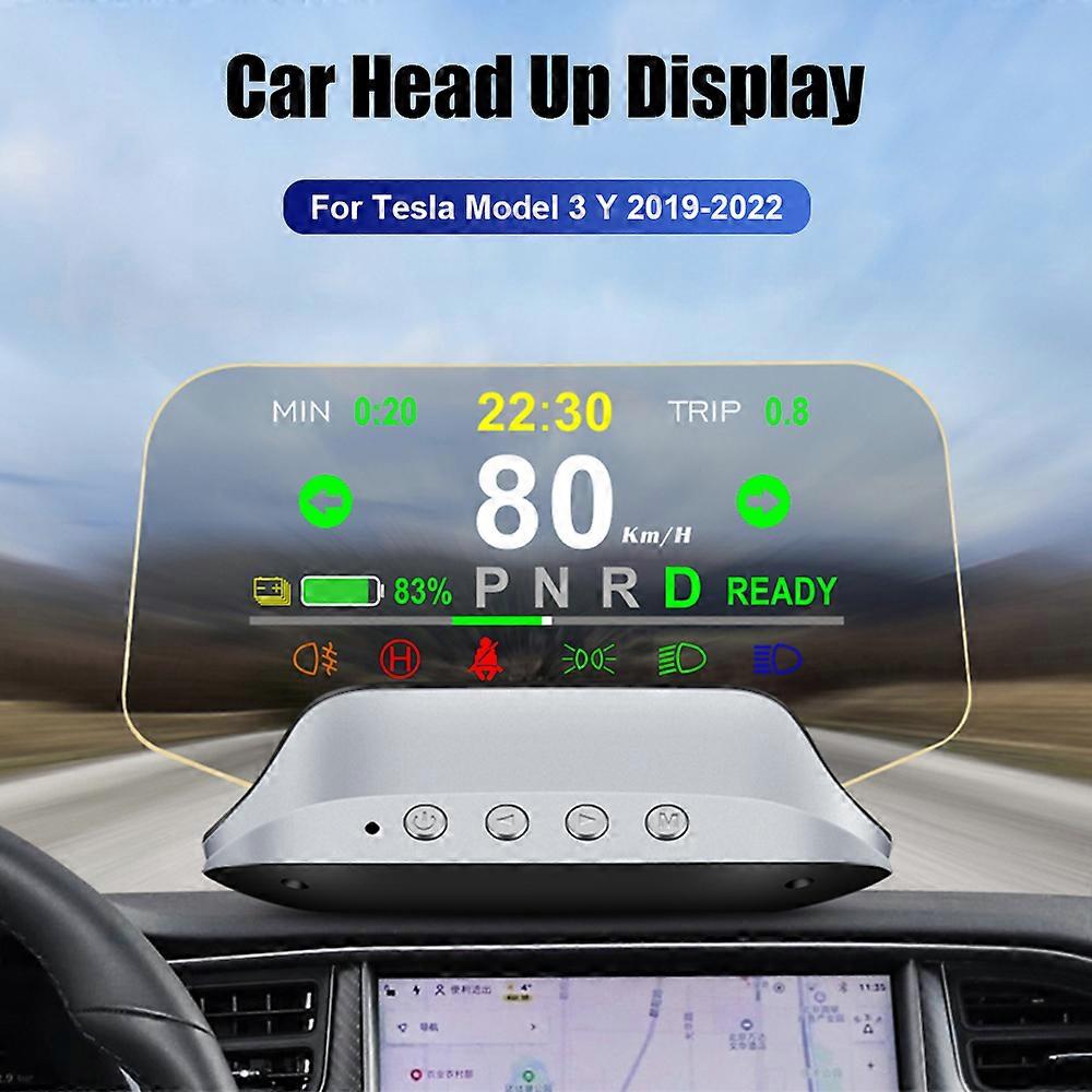 T3 Car Head Up Display Speedometer RPM Mirror Projector For Tesla Model 3 Y 2019-2022 HUD Digital Alarm Set