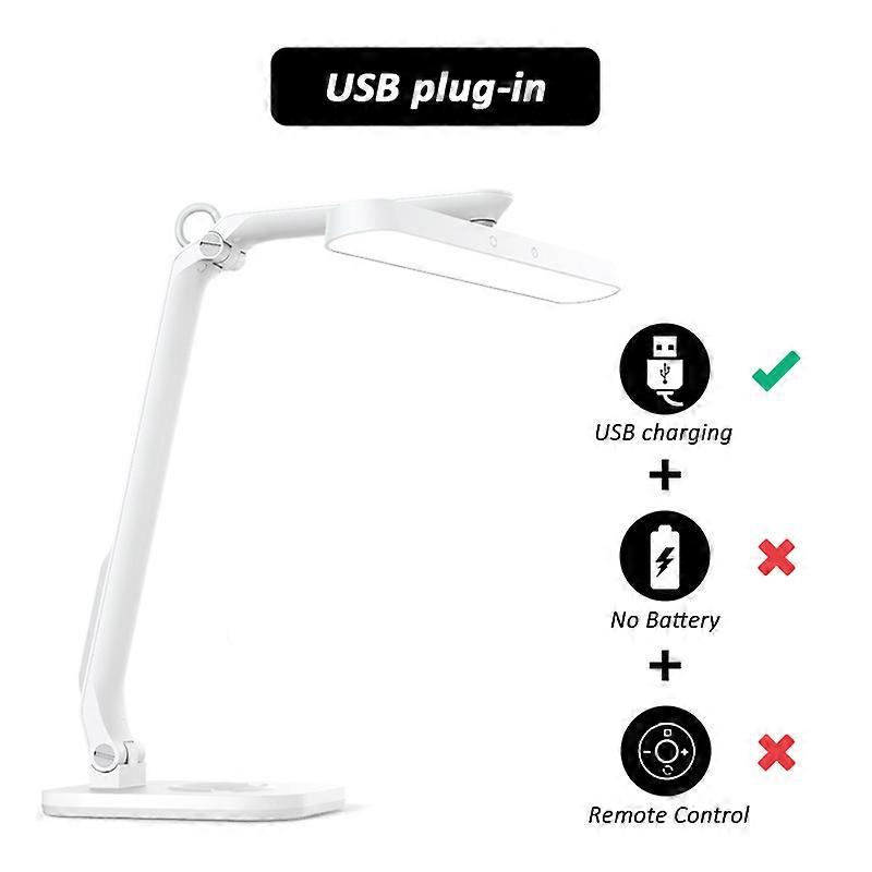 LED Desk Lamp with Remote Control, USB Rechargeable, Dimmable, Touch Function, Memory, Reading Table Lighting