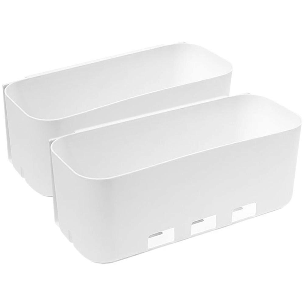 2Pcs Wall Mount Storage Box Hanging Storage Organizer Holder Self-adhesive Hanging Pull Out Case