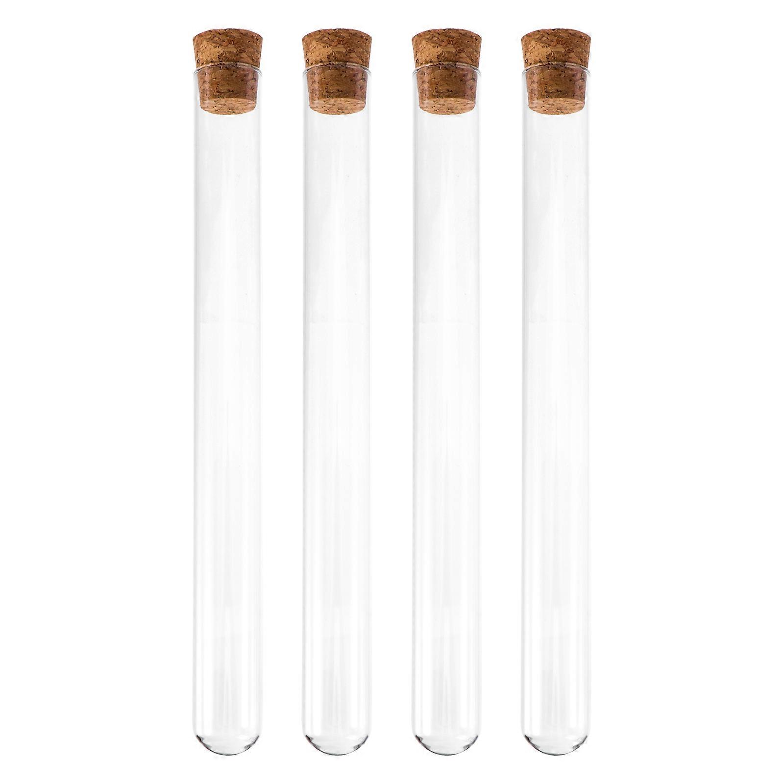 4 Pcs Glass Bottles Caps Mini Clear Glass Bottles Small Glass Test Tubes Candy Storage Tubes