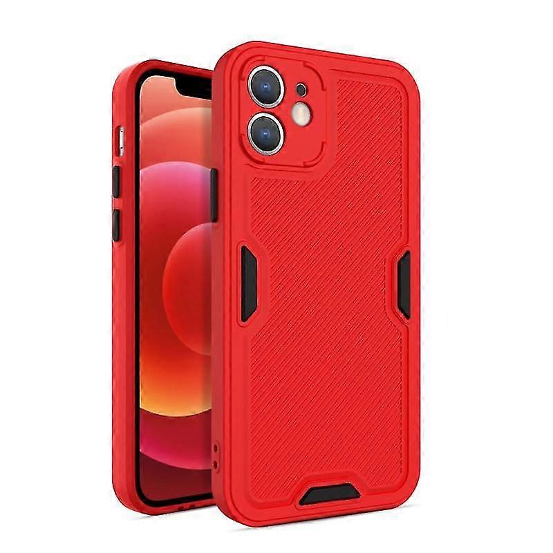 For Iphone 12 Contrast-color Straight Edge Matte Tpu Shockproof Case With Sound Converting Hole