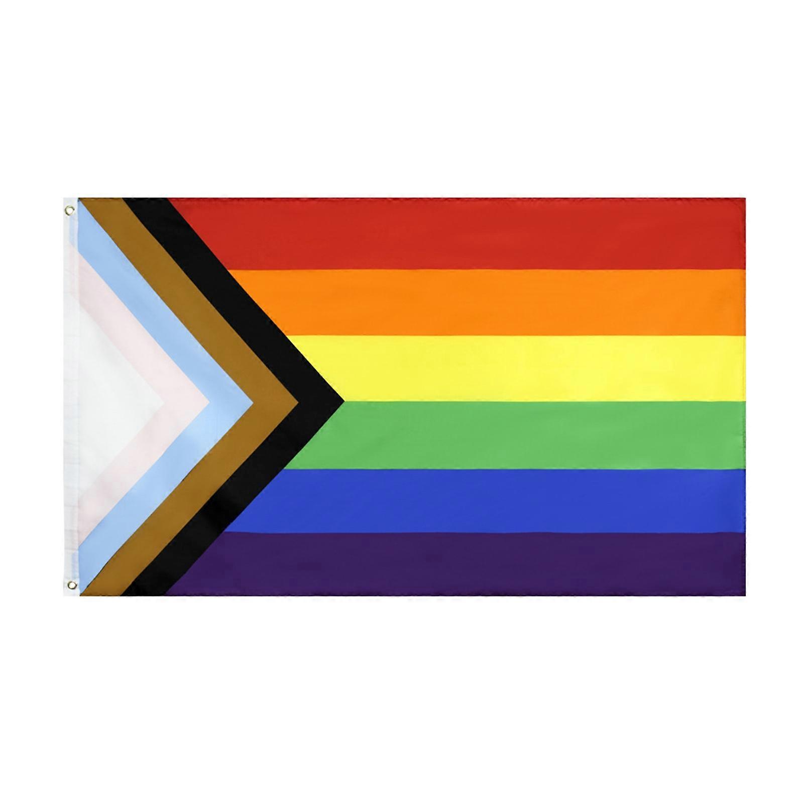 Triangle Rainbow Durable Large Polyester Lesbian Gay Progress Pride Symbol Flag Qinhai