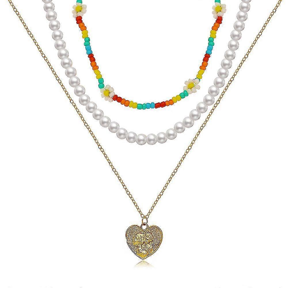 Collier Set De 3 Bijoux De Mode Perles