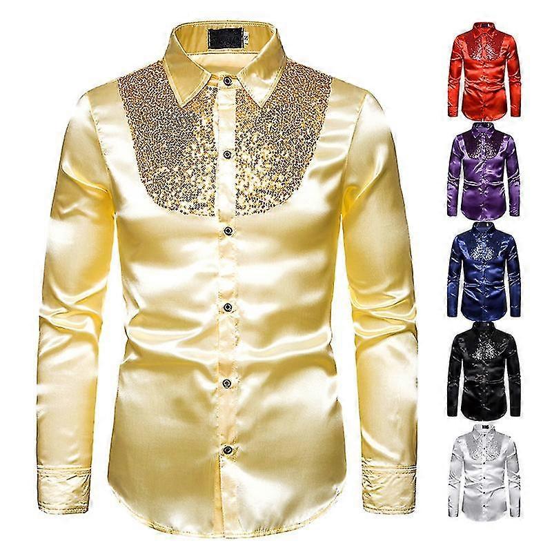Herren Hemd Pailletten Performance Nachtclub Herren Host Emcee Cross-border Herren Revers Langarmshirt