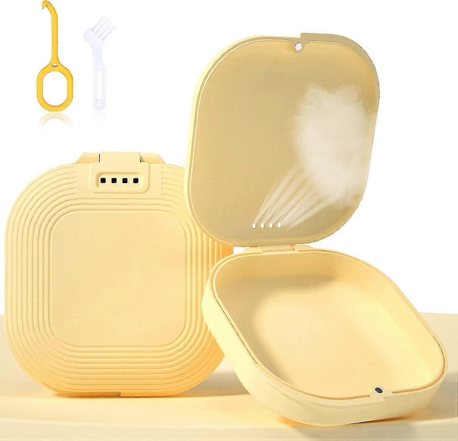 Retainer Case, Slim Aligner Case With Vent Holes, Compatible With Invisalign, Mouth Guard Case, Cute Retainer Case With Retainer Removal Tool And Brus