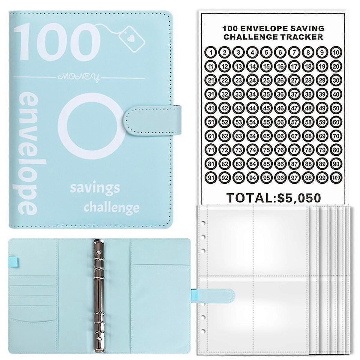 100 Envelopes Saving Money Challenge Binder, A5 Savings Binder With Cash Envelopes For Planning And