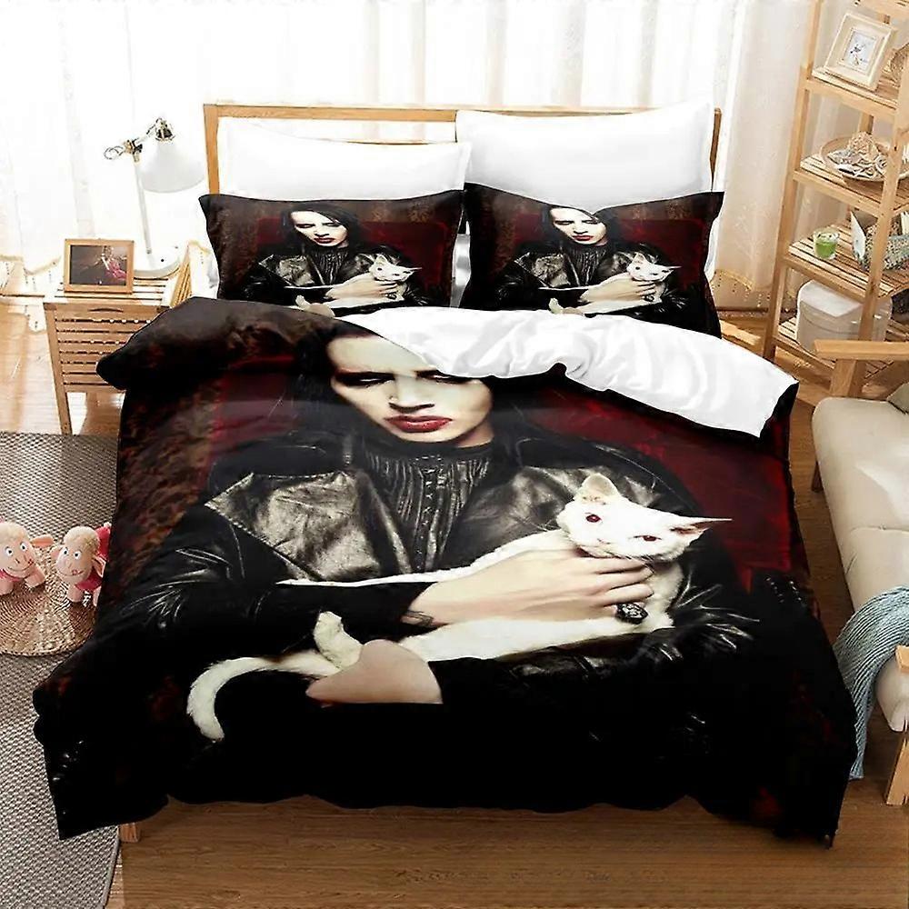 a167 Prostěradla Marilyn Manson Ložní prádlo Set Chlapci Dívky Povlak na přikrývku Povlak na polštář Děti Dospělý Povlak na přikrývku Povlak na polštář3dílná sada povlečení (1 přikrývka Cov