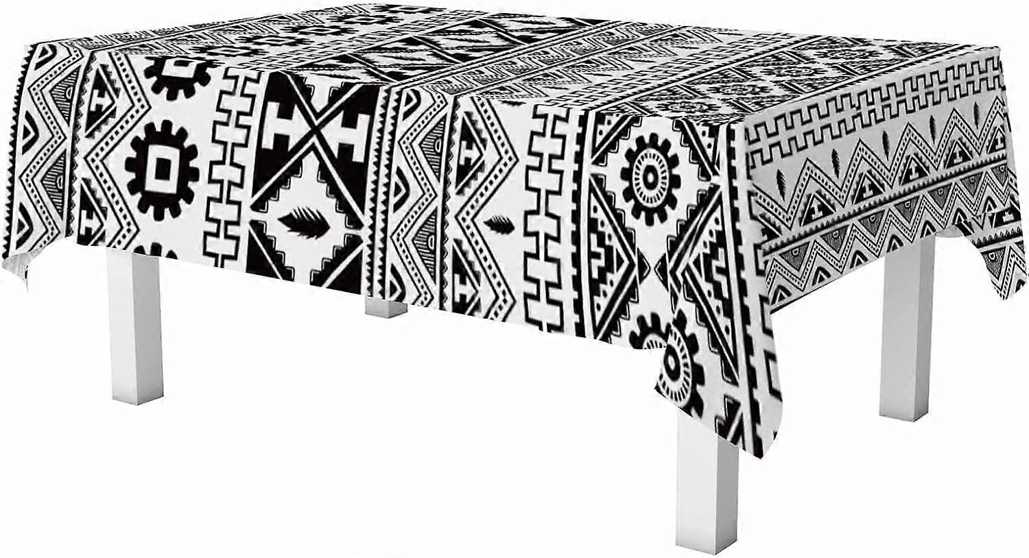Native American Rectangle Table Cloth Africa Tribe Ancient Aztec Ethnic Pattern Wipeable Waterproof Tablecloths Table Cover for Party Picnic Dinner In