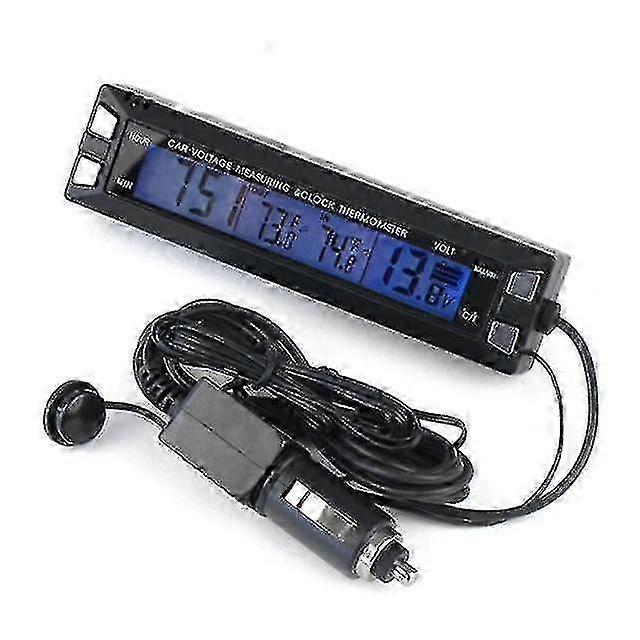 3 In 1 car digital auto thermometer voltmeter clock volt temperature monitor 12v outdoor indoor led