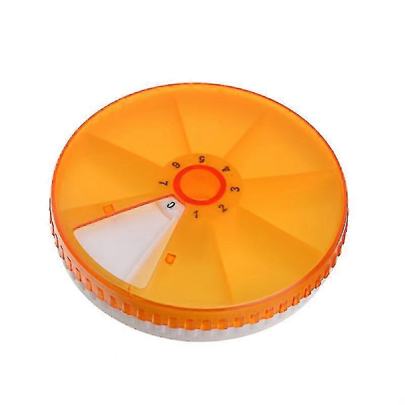 Circular Rotating Pill Case Tablet Container (orange)