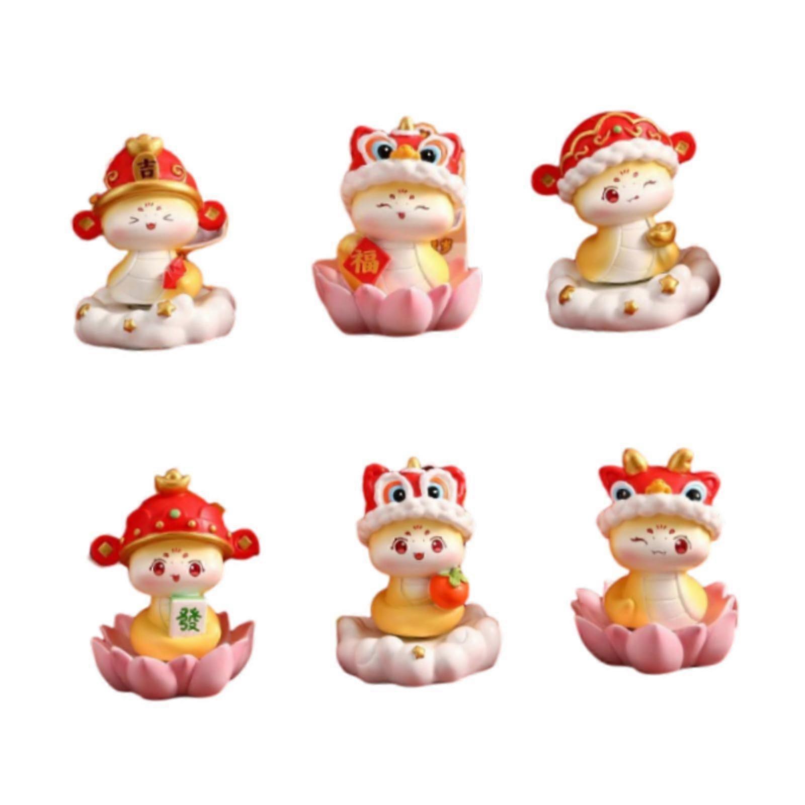 6x Chinesisches Neujahr Schlange Figuren Geschenk Zufällig für Schlafzimmer Bücherregal Büro