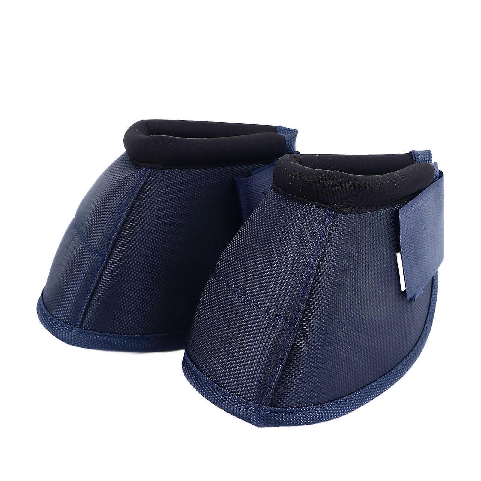 Horse Bell Boots Oxford Cloth Wear Resistance Comfortable Breathable Horse Hoof Protection Boots for Horse Gear Supplies Navy Blue M