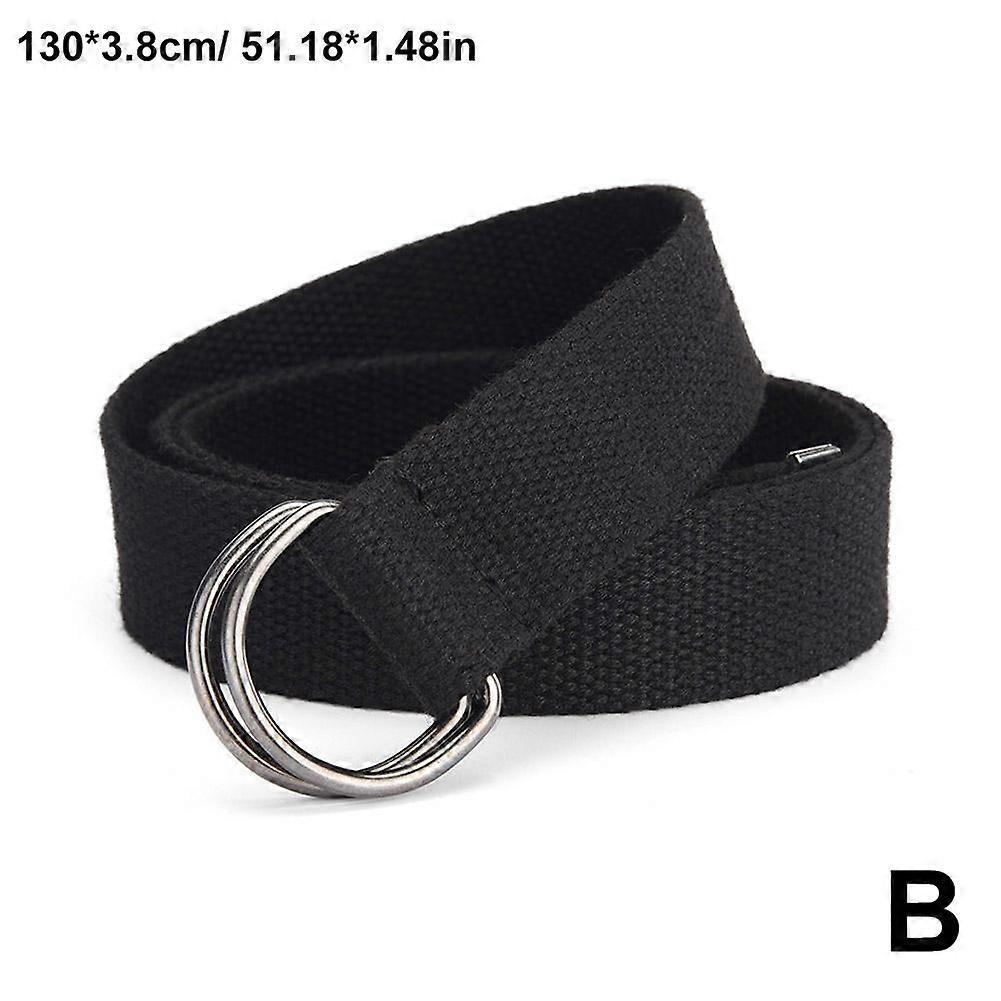 Non Porous Elongated Canvas Belt with Simple Double Loop Bbuckle Unisex