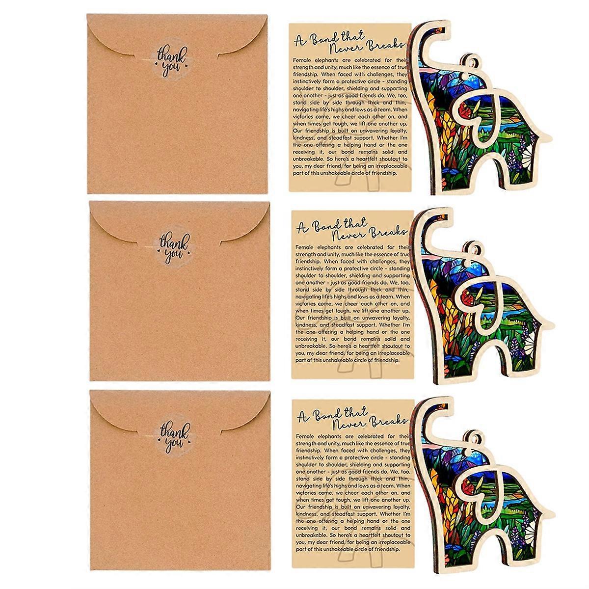 Friendship Elephant Valentines Ornament with Story Card, Sisterhood Elephant Ornament for Women Tri