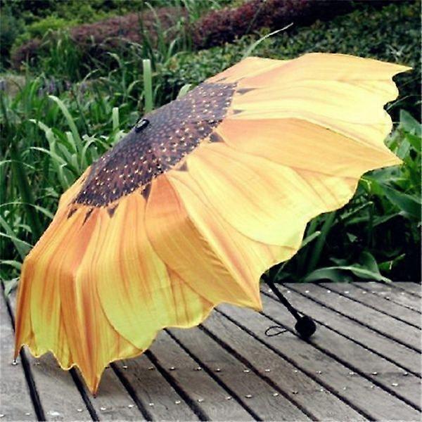Sunflower folding parasol/rain/sun umbrella
