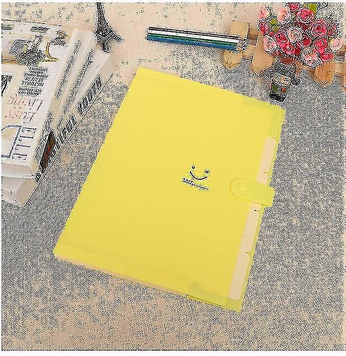 A4 File Folder Waterproof Document Holder Smile Business Bag 5-layers Pockets1pcsyellow
