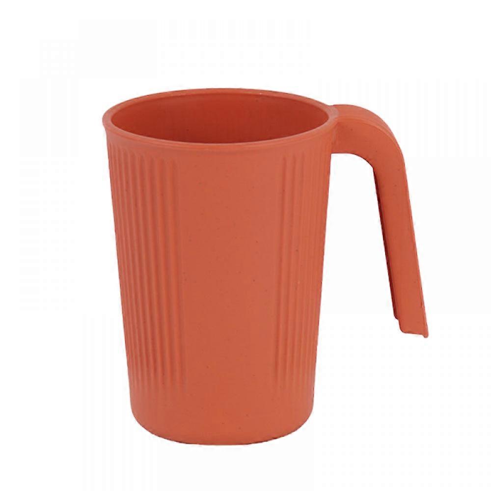 Wheat Straw Cup Simple Vertical Pattern Drinking Cup Household Drink Cup with Handle Gargle Brush Cup