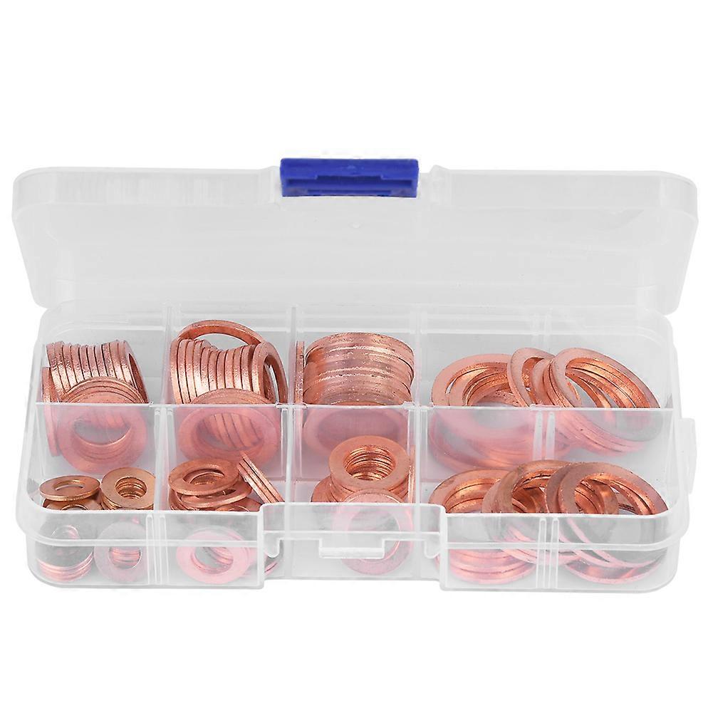 120pcs 1 Box  Assorted Solid Copper Seal Washer Set Screw Nut Copper Gasket