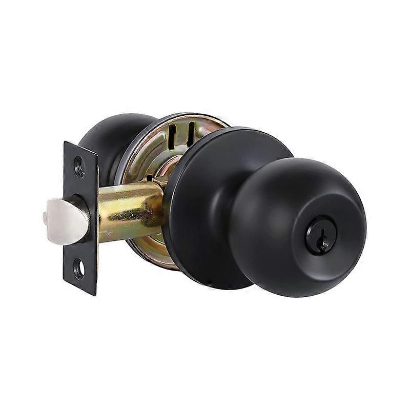 Matte Black Door Knobs with Lock and Keys for Interior and Exterior Doors, Perfect for Bedrooms and Bathrooms