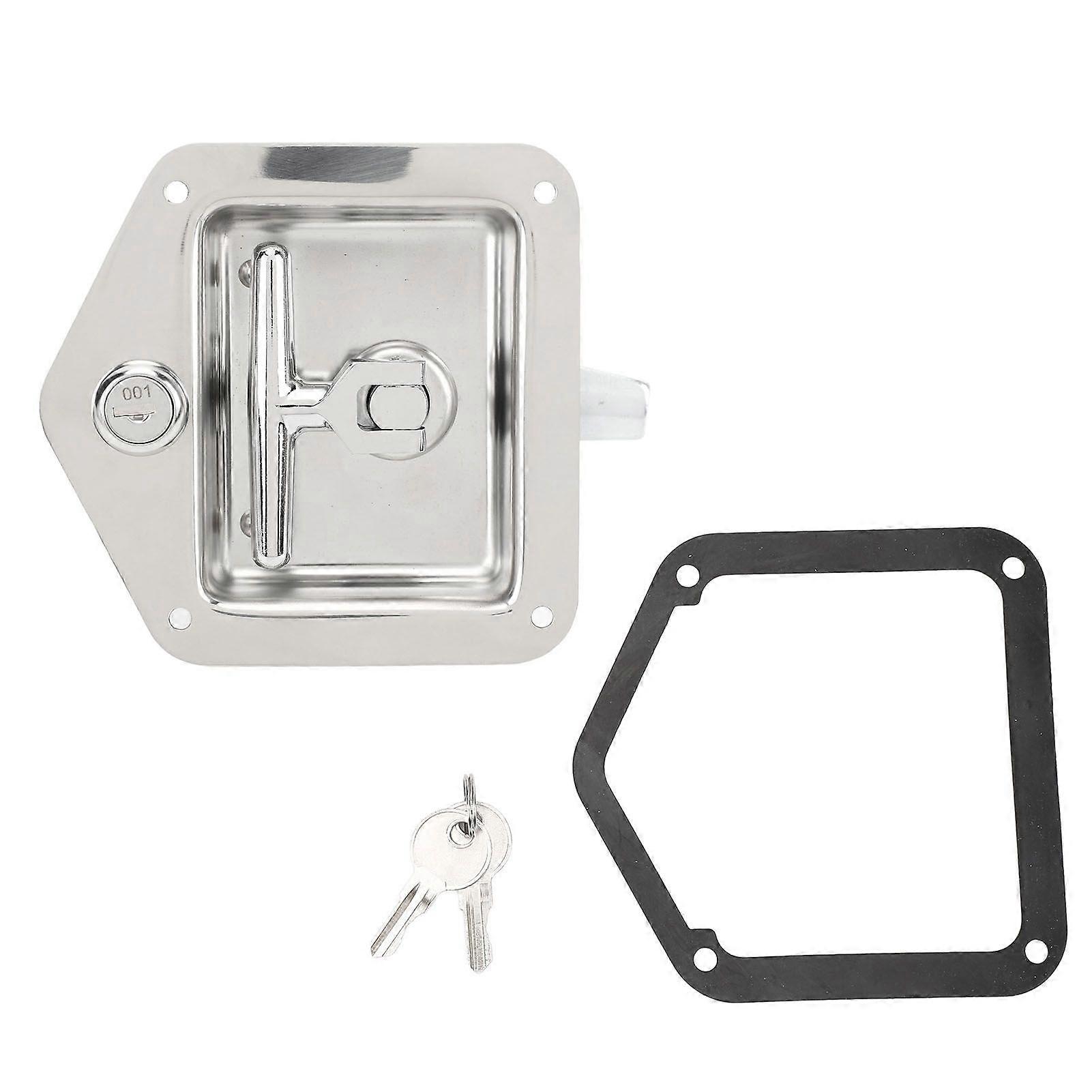 T Handle Tool Box Latch 4.9 X 4.7in Highly Polished Stainless Steel RV Toolbox Handle Lock with Keys Gasket for Caravan Truck Toolbox MK6299