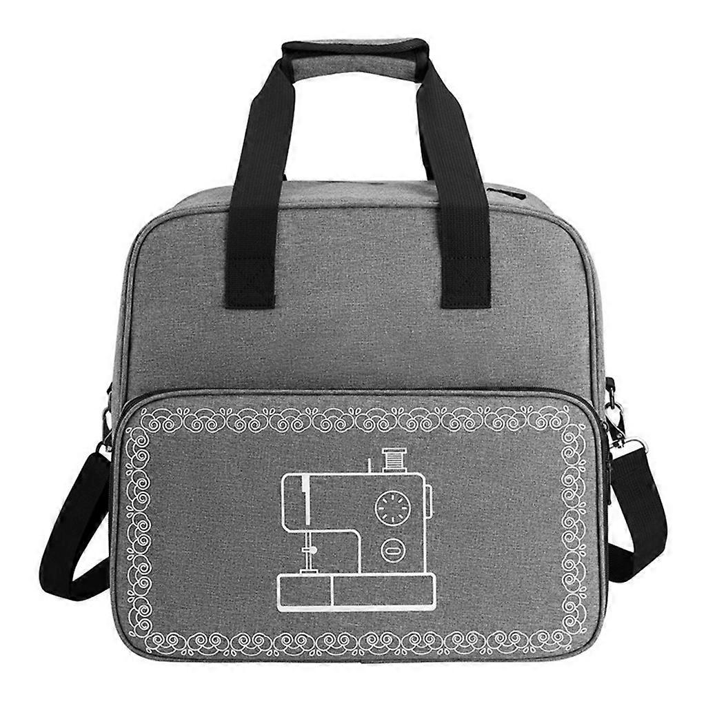 Universal Overlock Small Sewing Machine Tote Bag with Shoulder Strap and Sturdy Handle Dual-Purpose Storage Carrying Light Grey