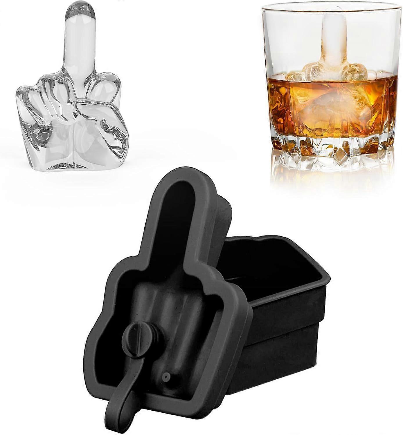 2Pcs Middle Finger Ice Cube Mold, Easy-Release Silicone, Fun Shapes, Leak, Reusable, Dishwasher Safe, BPA Free, Idea for Whiskey, Cocktails, Coffee, D