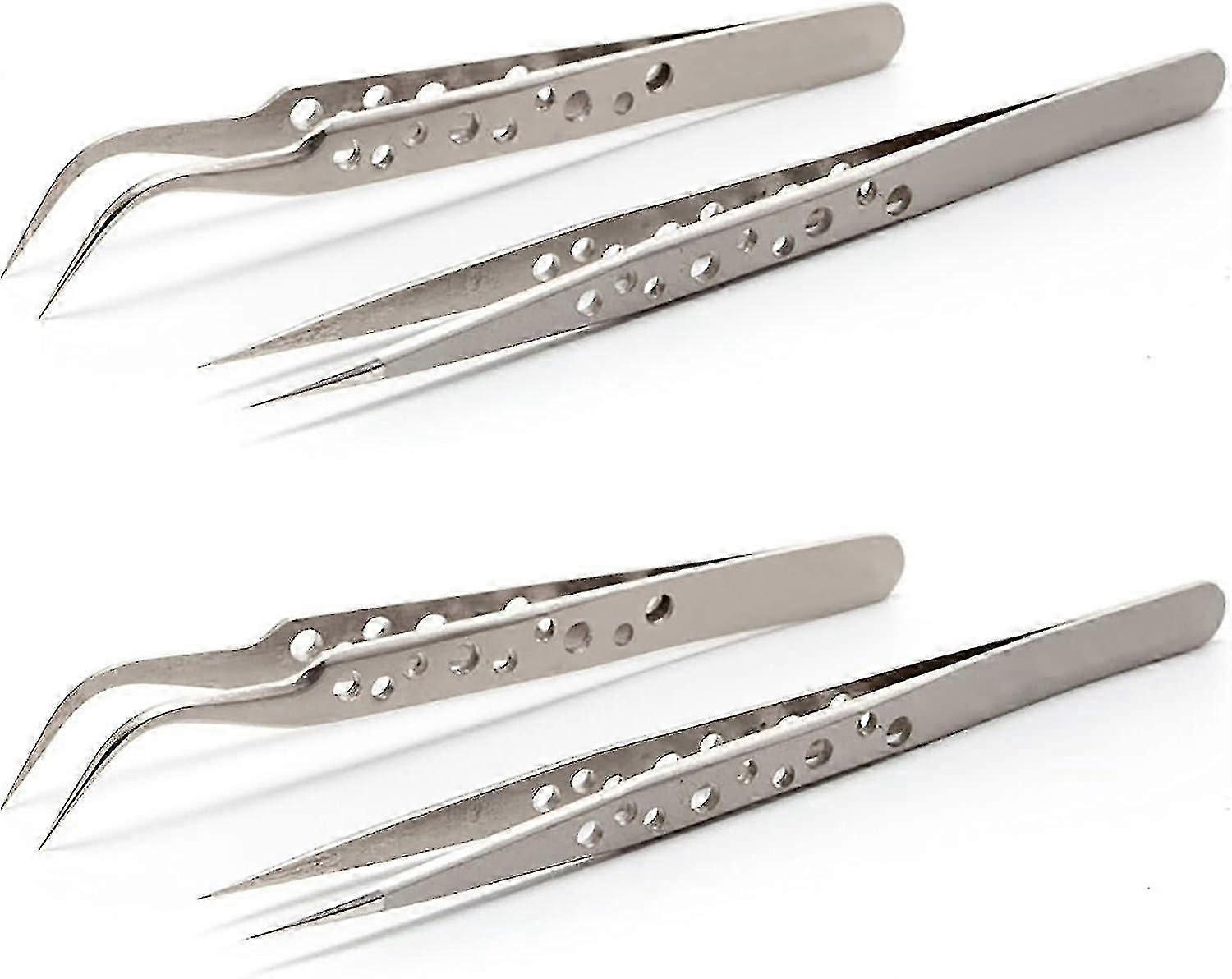 4 قطع ملاقط دقيقة ، ملاقط دقيقة ، ملاقط 2 مستقيمة 2 منحنية ، ملاقط إلكترونية ، ملاقط دقيقة ، مضاد للكهرباء الساكنة ، الفولاذ المقاوم للصدأ ، ل R