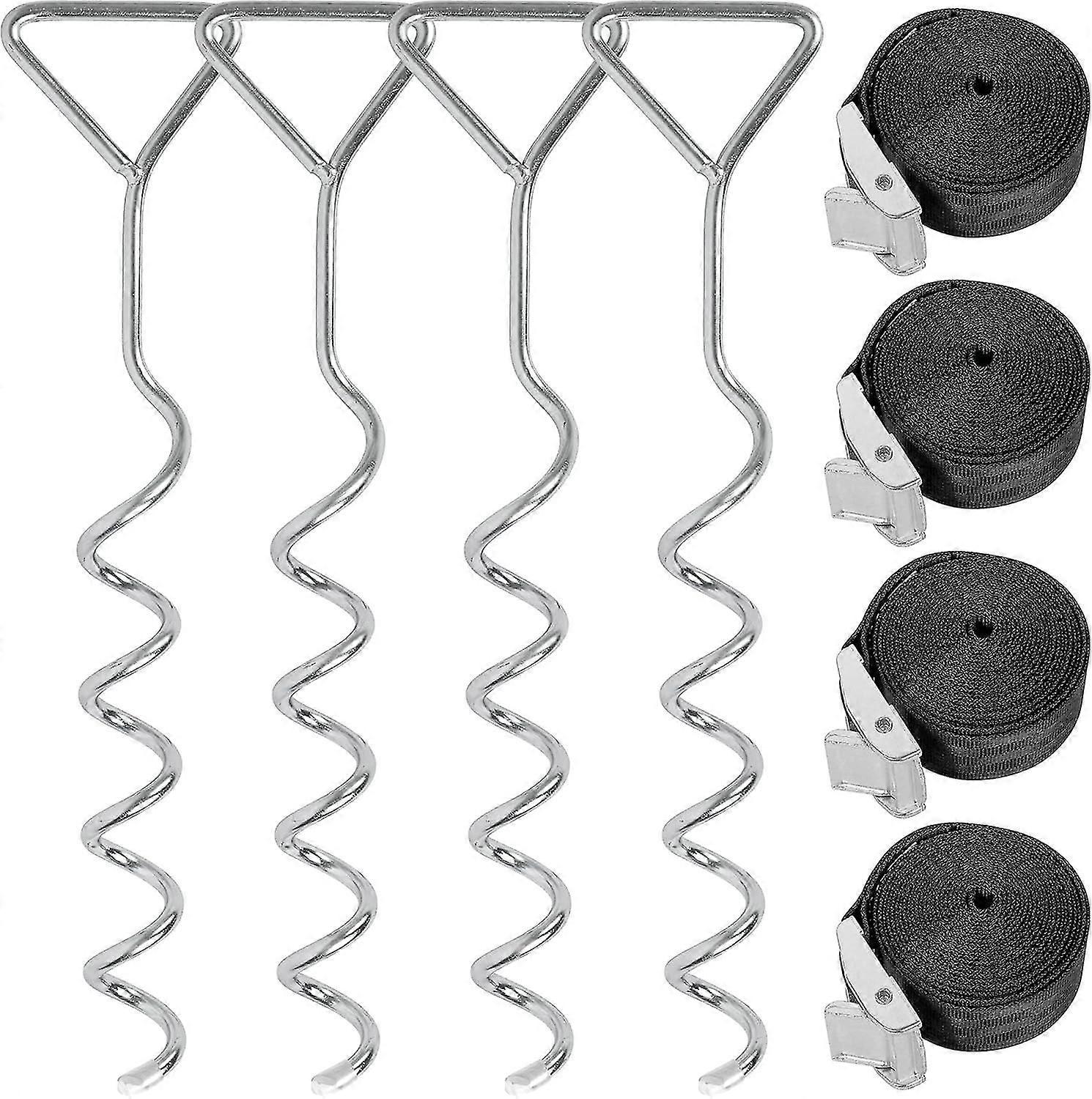 Piece Trampoline Anchor Kit - Heavy Duty Trampoline Stakes With Tear Resistant Tie Down Straps, Swing Anchor Kit, Trampoline Anchor Kit