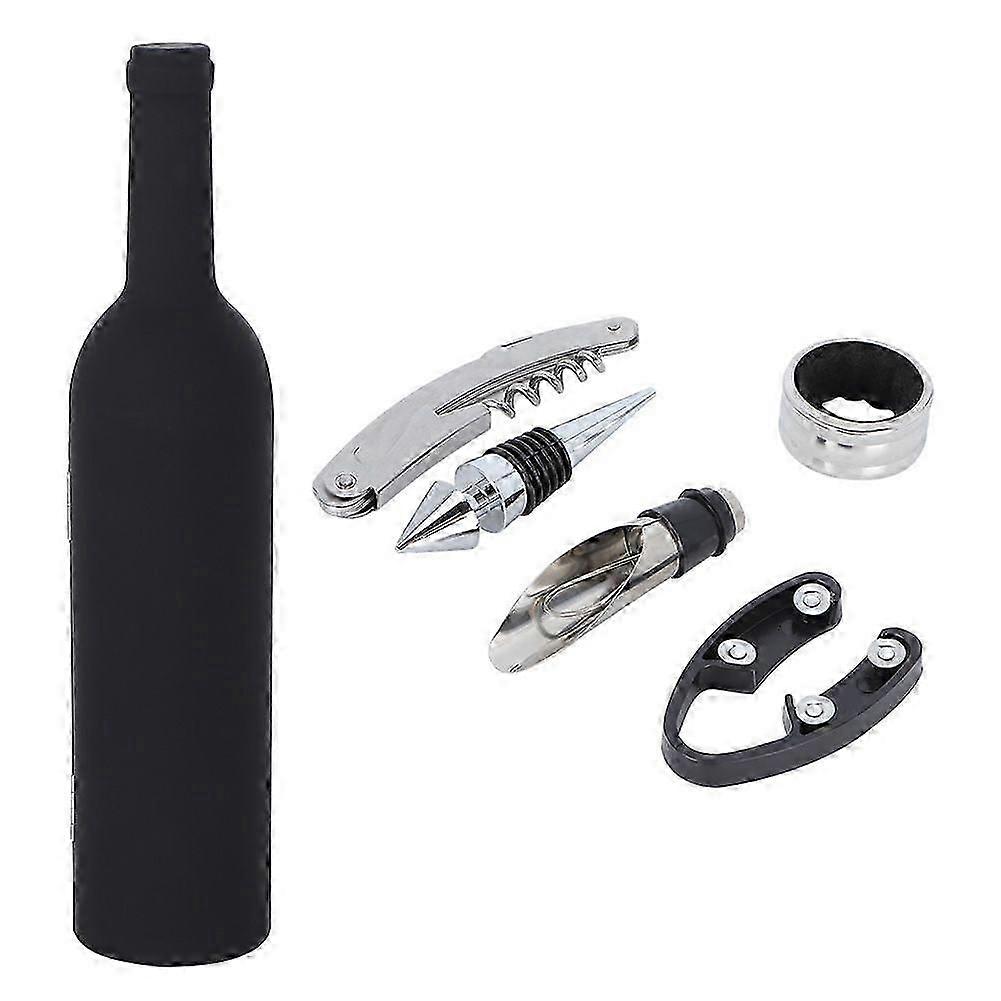 5Pcs/set Bottle-Shaped Wine Bottle Opener Set Corkscrew Set Tool Wine Accessories