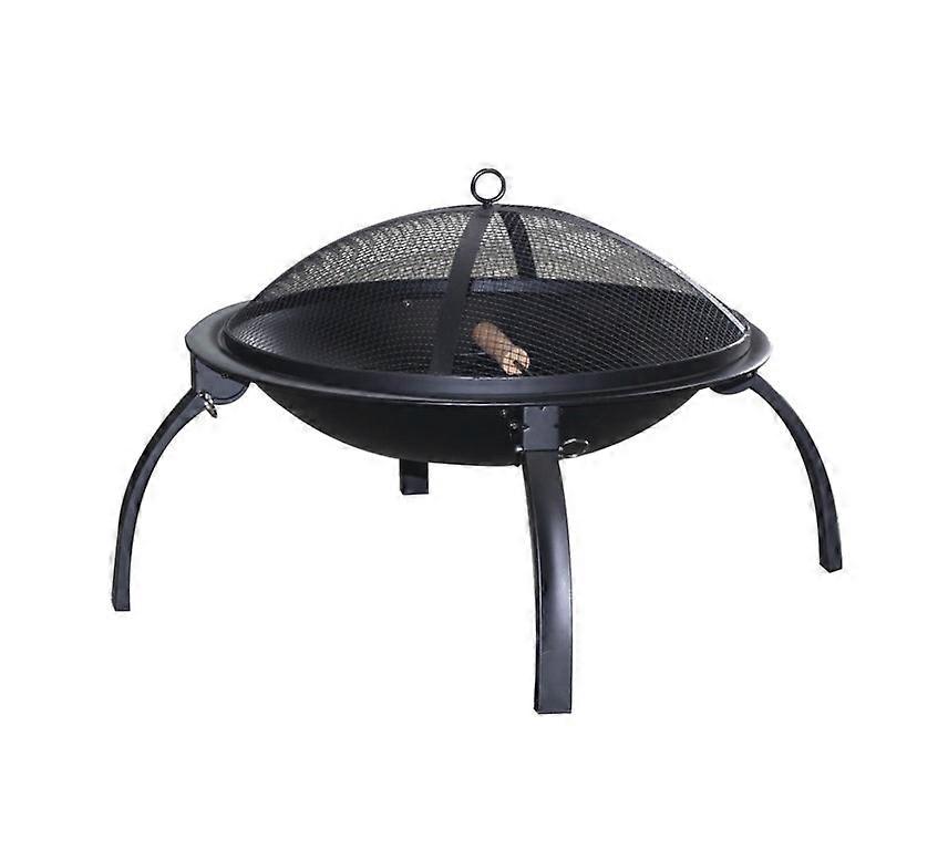 Garden Fold Away Collapsible Fire Pit Bbq Mesh Lid Outdoors / Camping