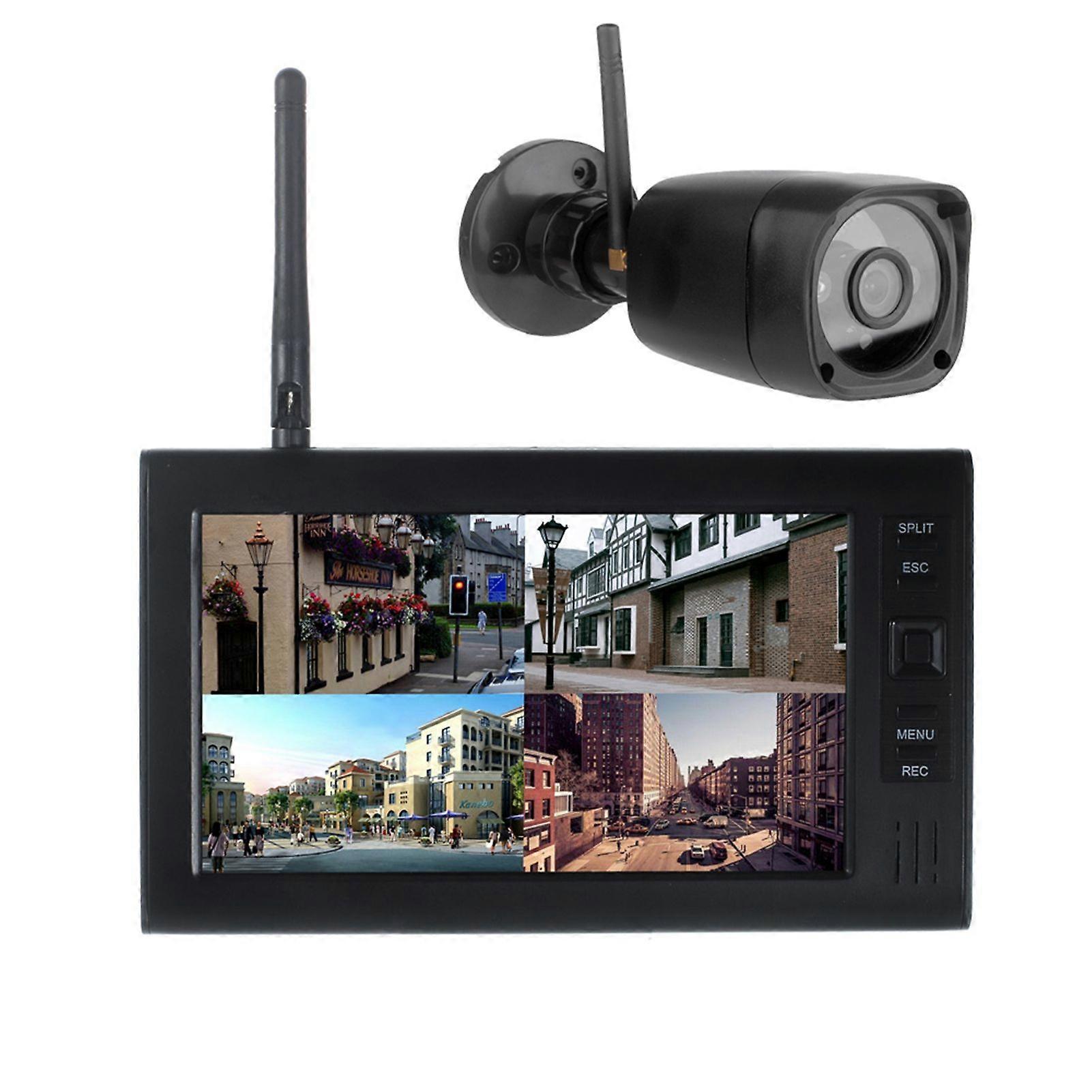 Wireless Security Camera DVR System with 720P Camera and 7 Inch LCD Manual Loop Video Recording Photo 30M Transmit Range for Home Office Warehouse Sho