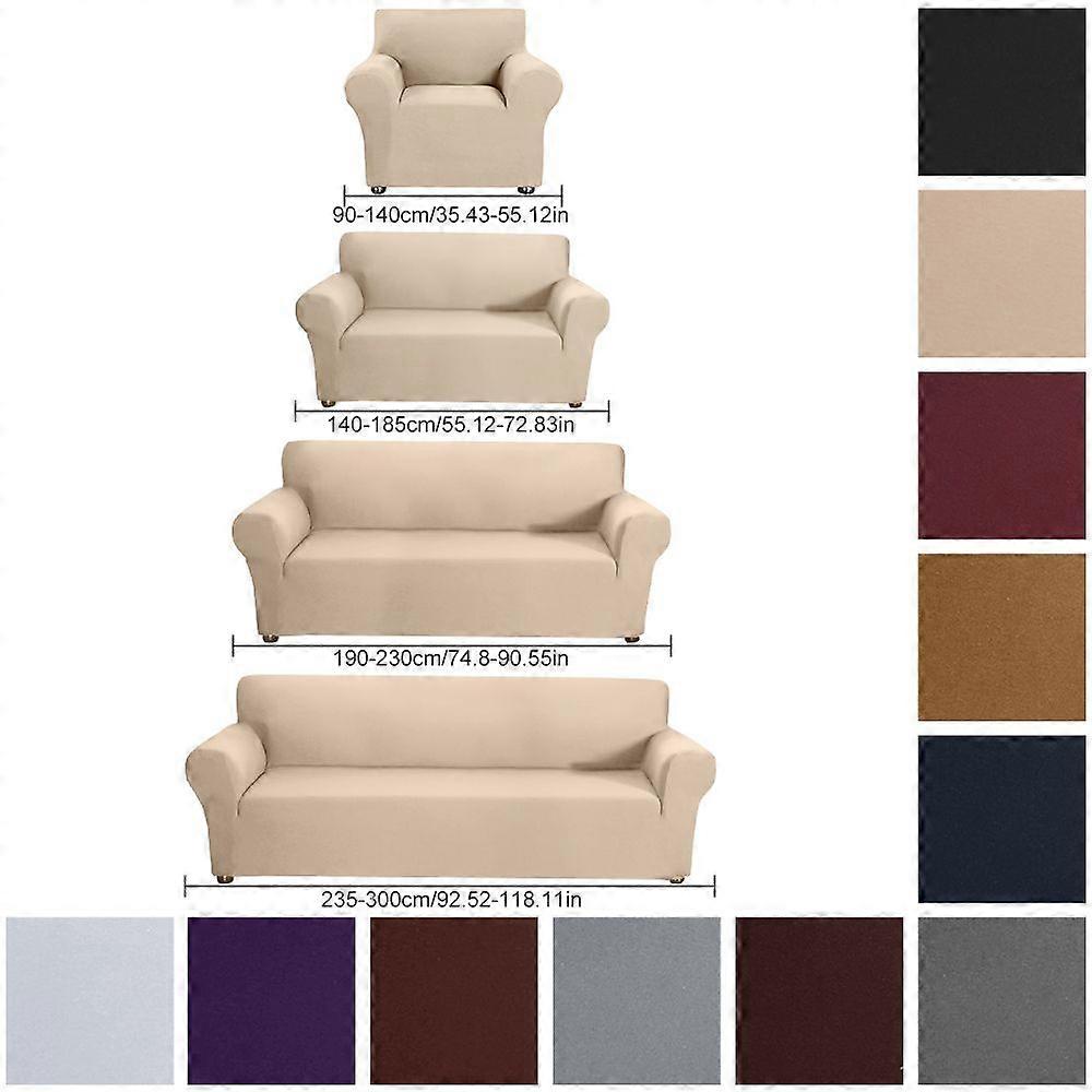 Stretch Sofa Slipcover Milk Silk Fabric Anti-Slip Soft Couch Sofa Cover 1 Seater Washable for Living Room Kids PetsWine Red