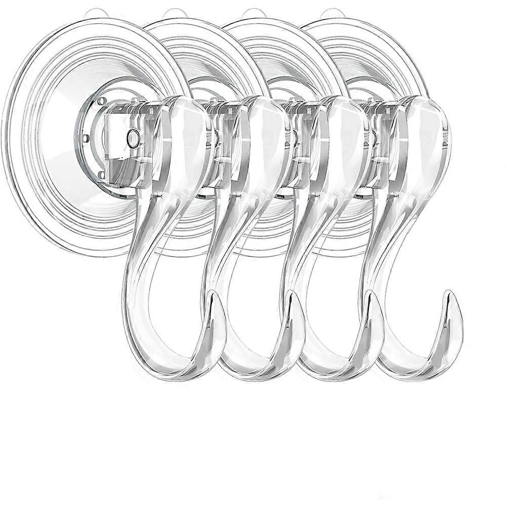 Suction Cup Hooks for Powerful Suction, Heavy Duty Hooks for Smooth Surfaces, Curve Design for Bags, Coats, Easy Installation, No Damage, Reusable (4
