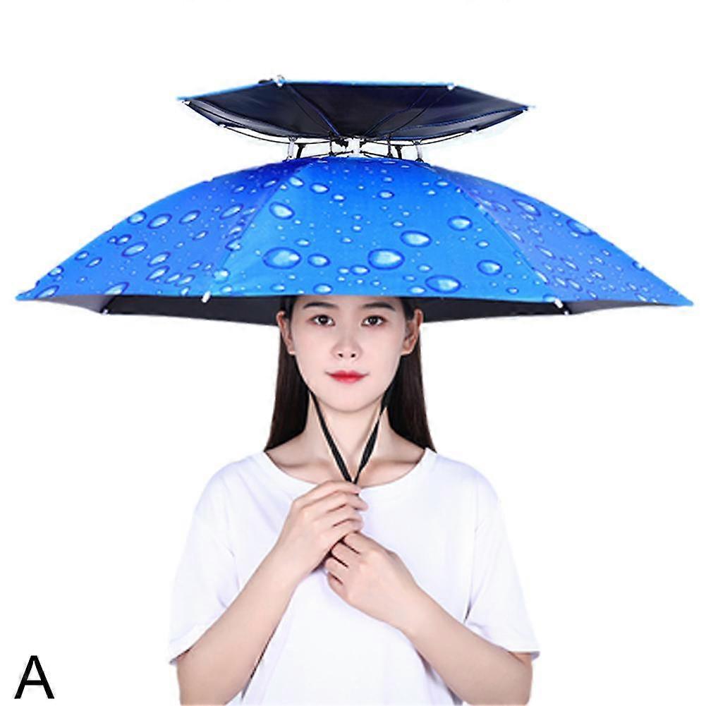 Umbrella Hat Folding Adjustable Sun Rain Cap UPF 50+ UV Protection