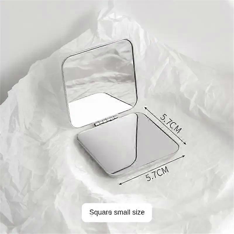 Foldable Plating Makeup Mirror Mini Square Makeup Vanity Mirror Portable Hand Mirrors Double-sided Compact Mirror Pocket Mirror